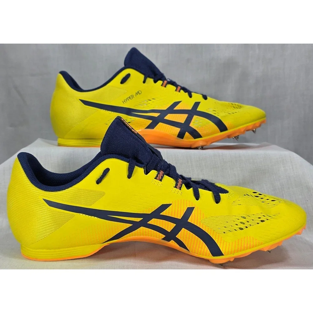 Asics Hyper MD 8 Track Field Spikes Men's 10 Yellow Navy Blue‎ Racing Shoes